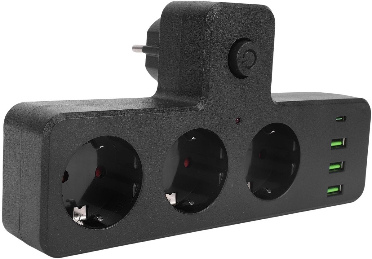 ONF3 - Qcwwy 7-in-1 Multi Outlet Wandcontactdoos met USB en Type-C voor Thuis en Kantoor