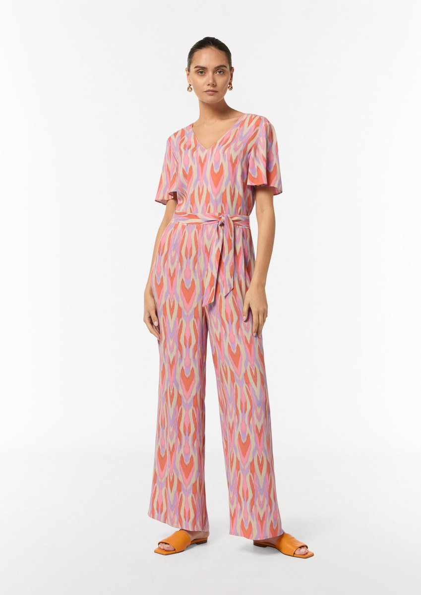 comma - female - Jumpsuit met crêpestructuur