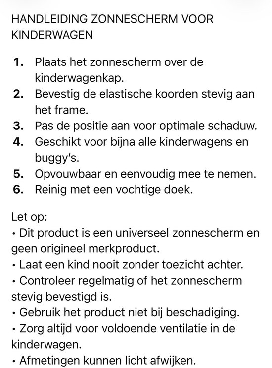 Zonnekap voor Kinderwagen - Universeel Zonnescherm Babywagen - UV Bescherming - Paraplu voor Kinderwagen - 30x67 cm - Zwart — afbeelding 3