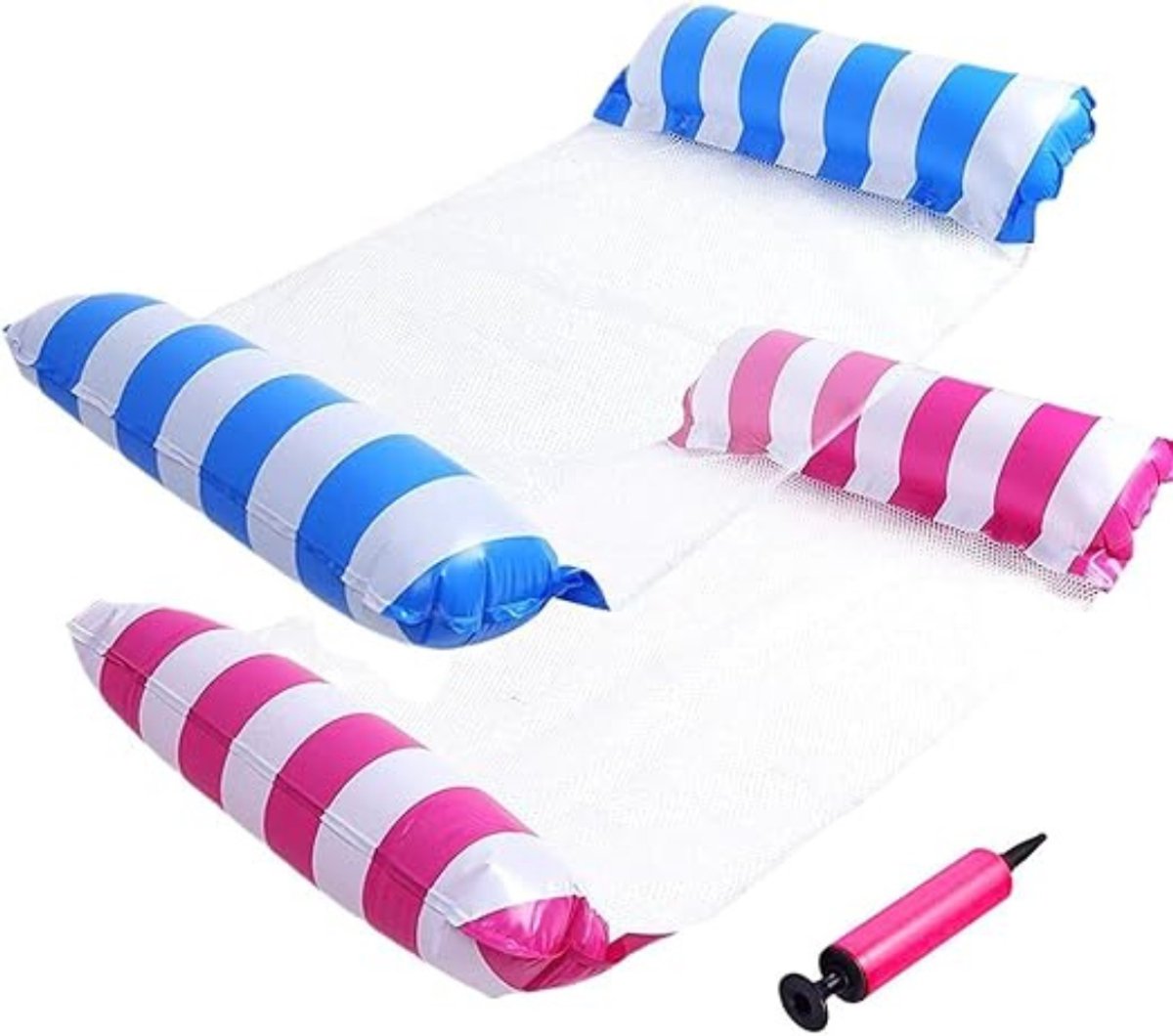 RWB® Waterhangmat - Waterhangmat Volwassenen - Luchtmatrassen Zwembad Lounge - Blauw/Roze - 130cm x 70cm x 1cm