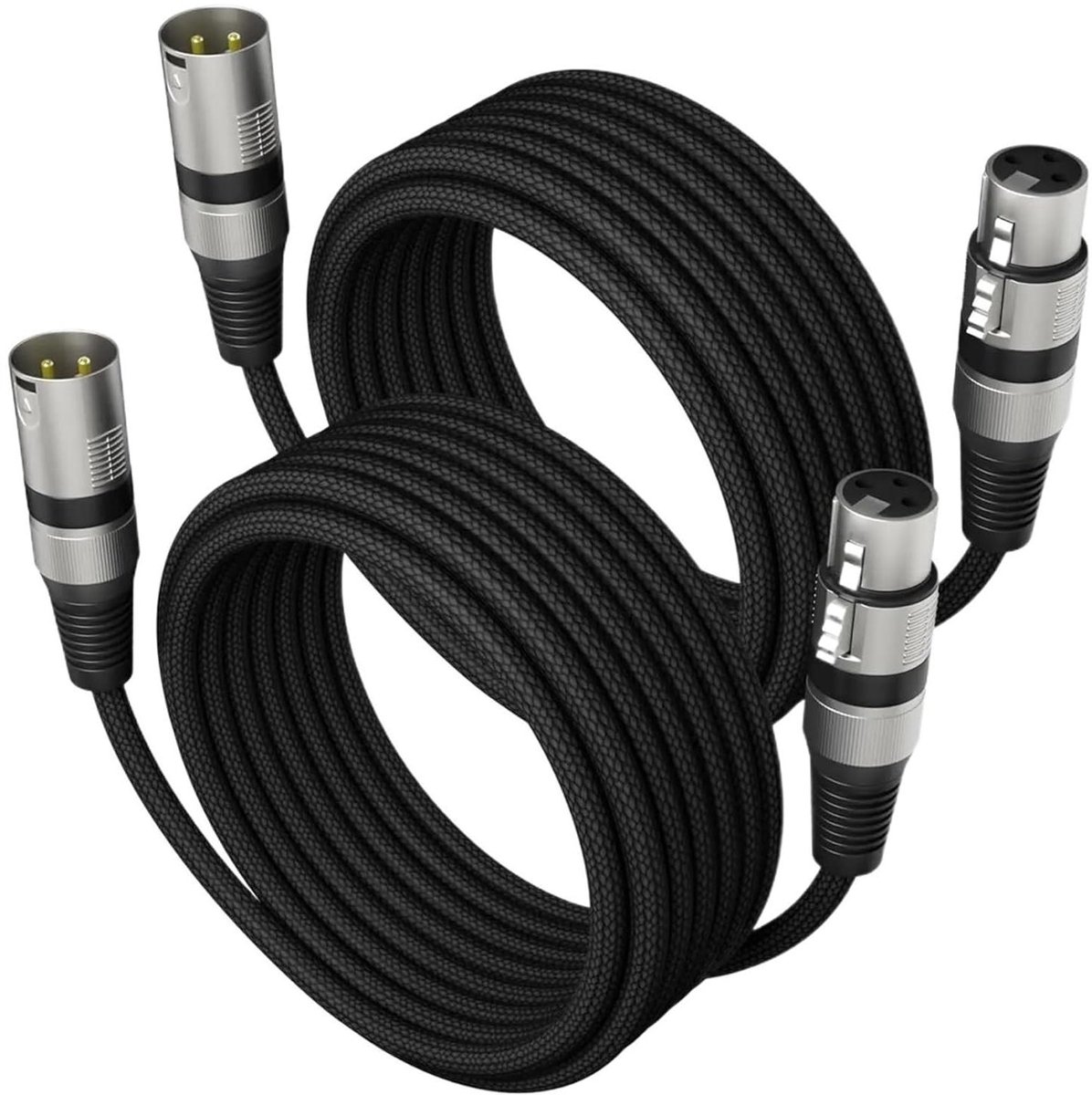 XLR Audiokabel - Microfoonkabel Symmetrisch - Studio Opnames - Gevlochten Kabel - 05 m - Zwart