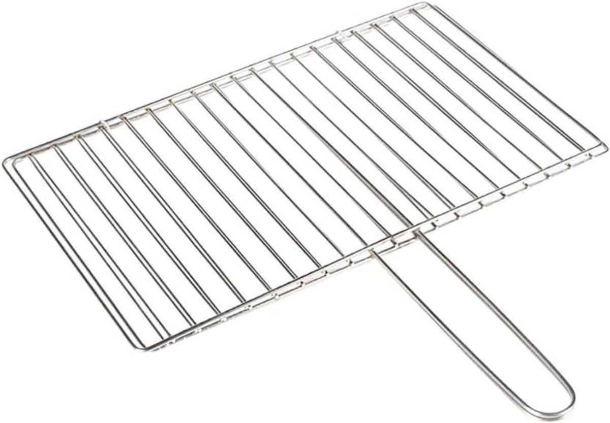 Grillmand Vis - BBQ Mand Garnalen - Buiten Koken - Vergrendelbare Handgreep - 35 cm - Zilver