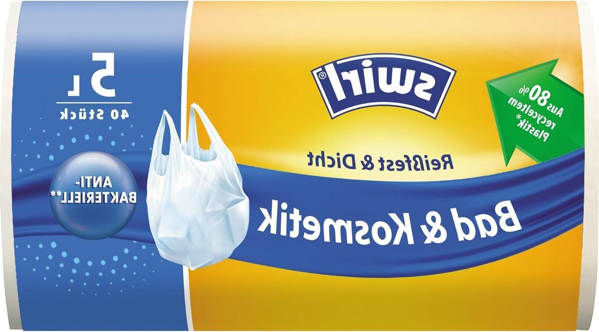 Vuilniszakken met draaggreep - Afvalzakken Prullenbakzakken - Hygiënisch Afval Verwerken - Antibacteriële werking - 5 Liter 40 stuks - Meerkleurig