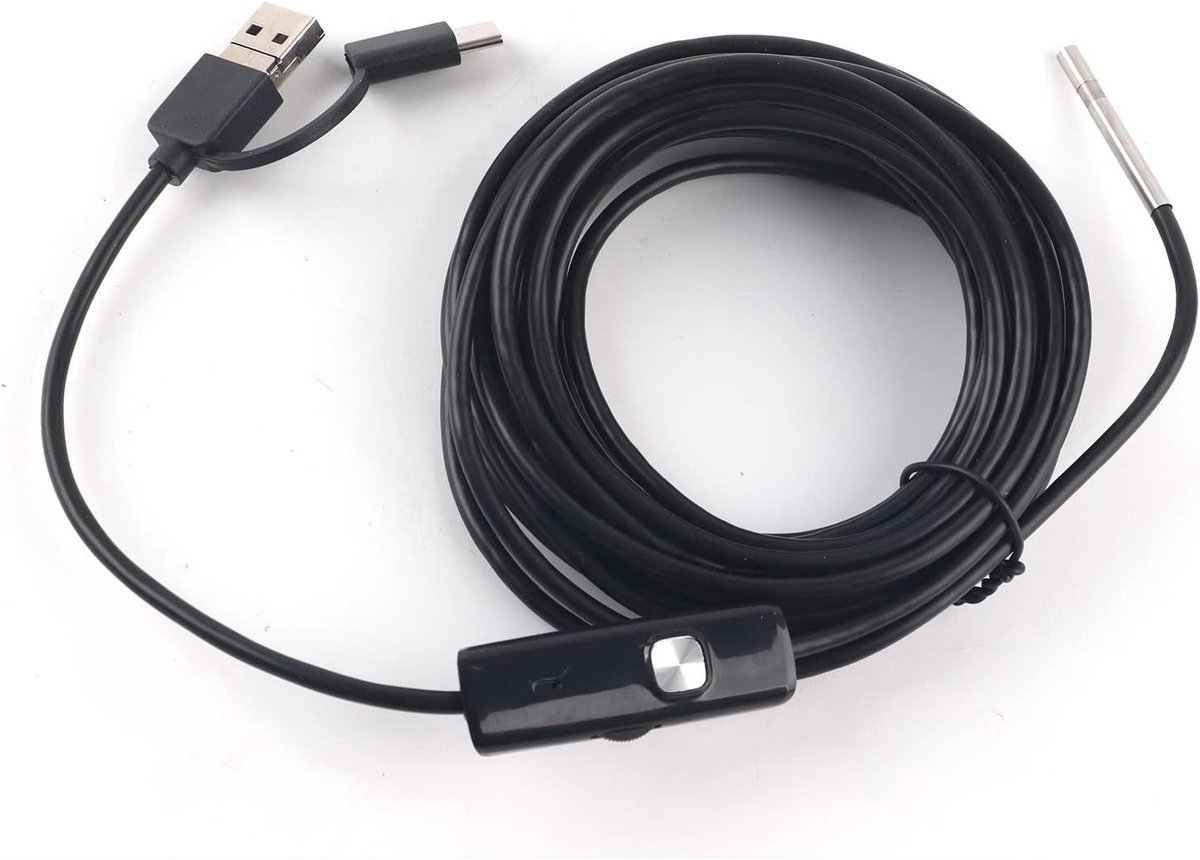 Waterdichte Endoscoop met 3.9mm Lens en HD Camera, 6 LED Verlichting, Geschikt voor Android en Type C (5m Kabel)