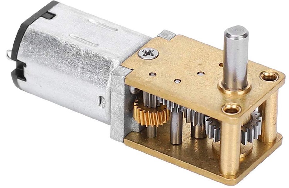 Micromotor met reductie - DC motor aandrijfmotor - Robotica projecten - Rood koperen spoel - 12 Volt - Metaal