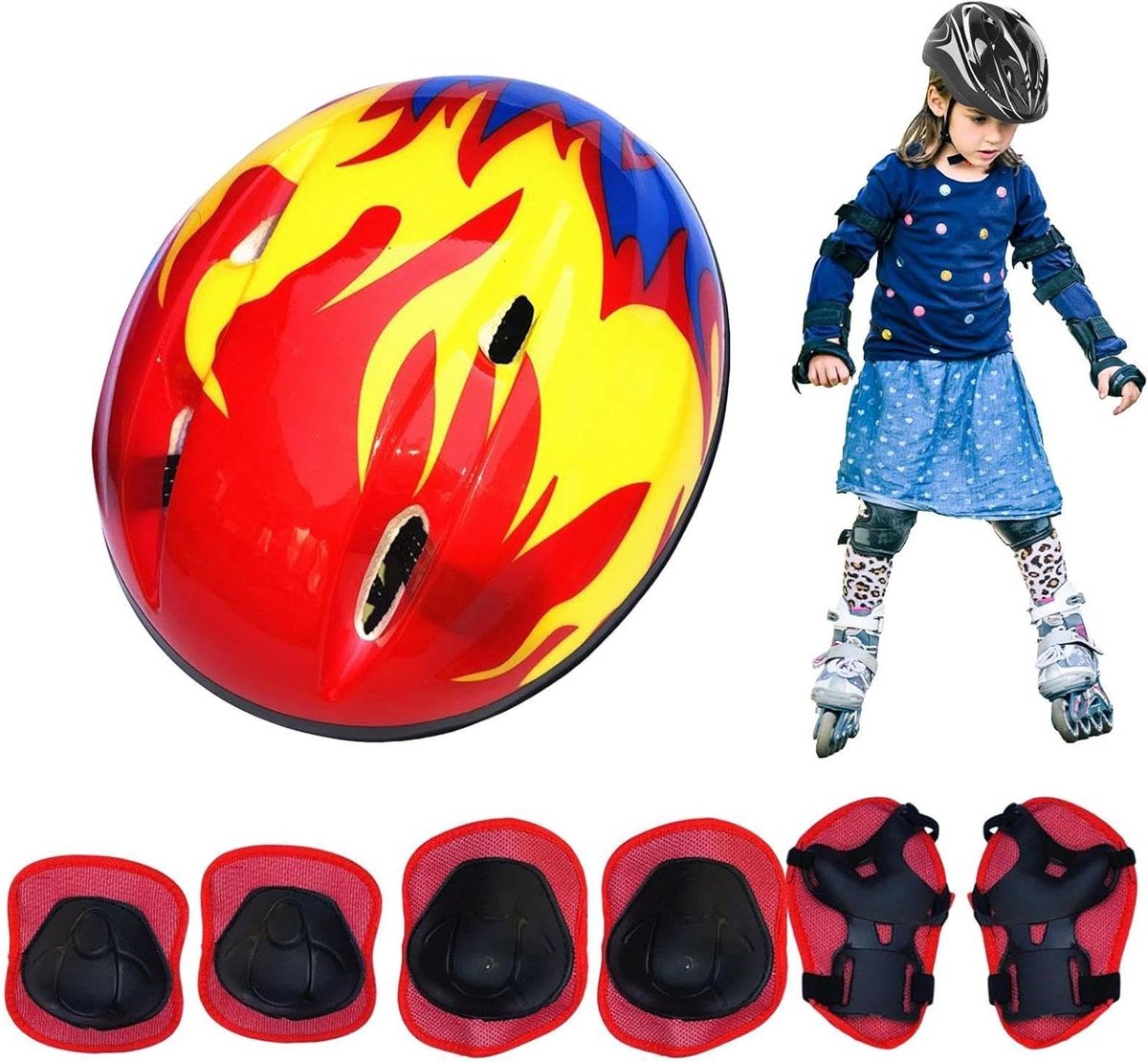 Beschermende set kinderen - Veiligheidsuitrusting peuters - Sporten buiten - Maximale bescherming - Unisex - Rood
