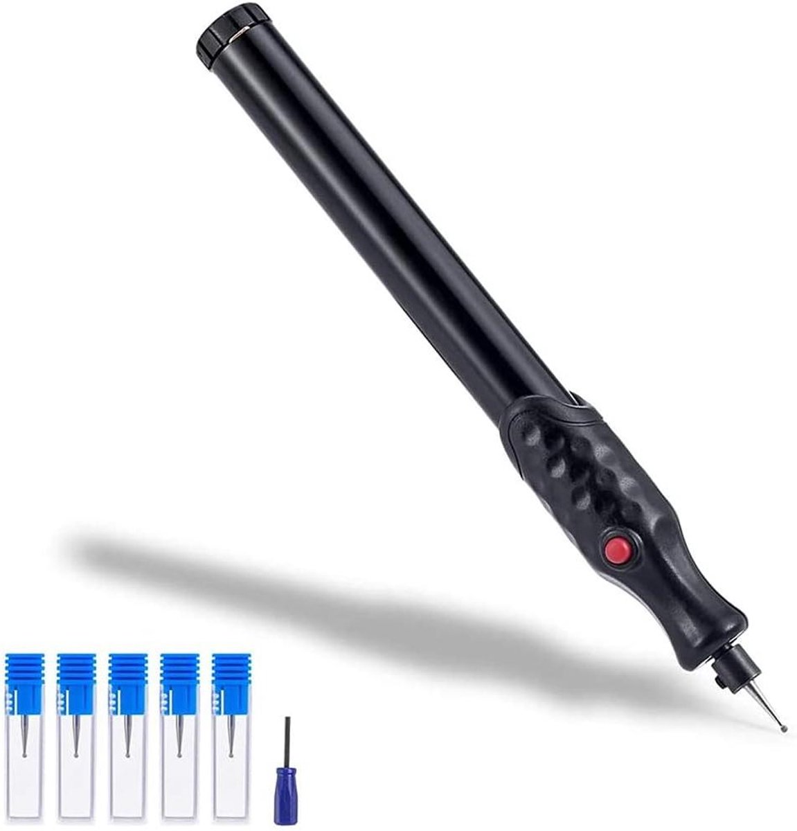 Mini Graveerpen - Graveerapparaat Set - DIY Personaliseren - Draadloos Op Batterijen - 16 cm Penlengte - Zwart
