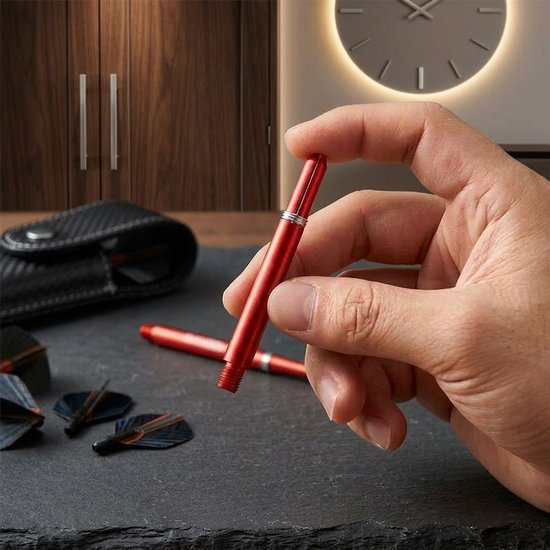 Rood aluminium dart schachten set - dart shafts / dart stelen voor heren en dames - duurzame dart schacht met schroefdraad aansluiting voor dartpijlen - set van 12 rode dart schachten voor dart accessoires — afbeelding 3