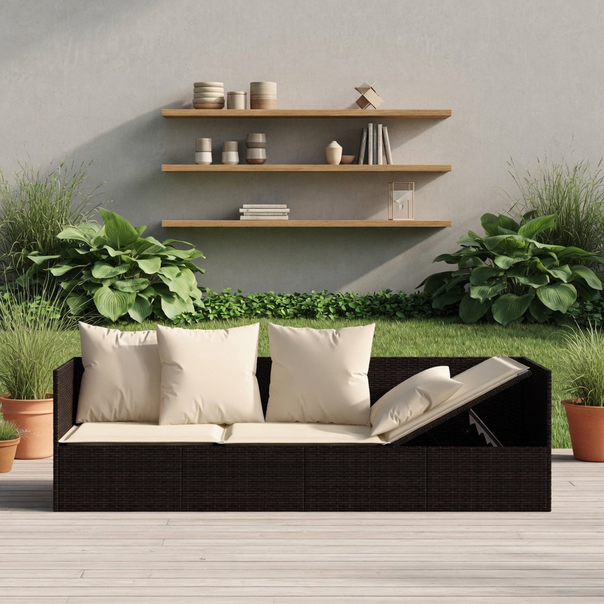 Luxe Zonnebank – Wit – 203 cm – Industrohome