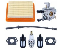 Carburateurrevisiesets geschikt voor Stihl FS120 FS200 FS020 FS202 FS250 FS300 FS350 bosmaaiers, inclusief pakkingen, luchtfilters, brandstoffilters, brandstofleidingen en bougies.