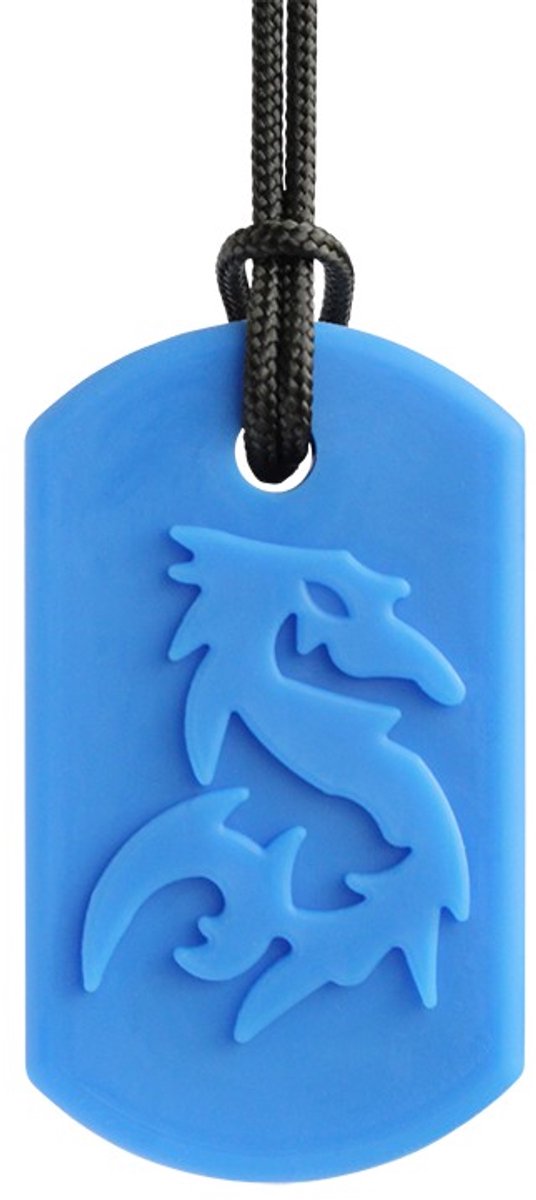 ARK Therapeutic kauwketting draak bijtketting sensorisch speelgoed blauw.