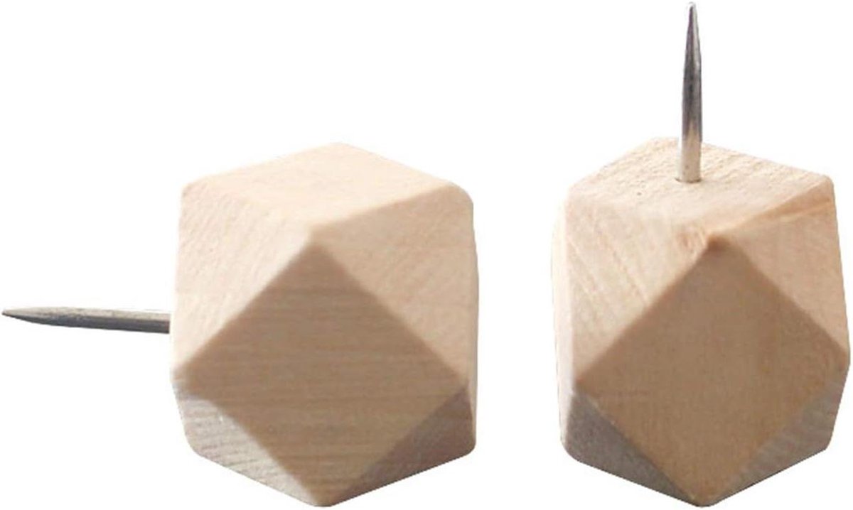 Houten Punaises - Decoratieve Spijkers - Foto's Bevestigen - Sterke Stalen Punten - 30x20x10 mm - Houtkleur