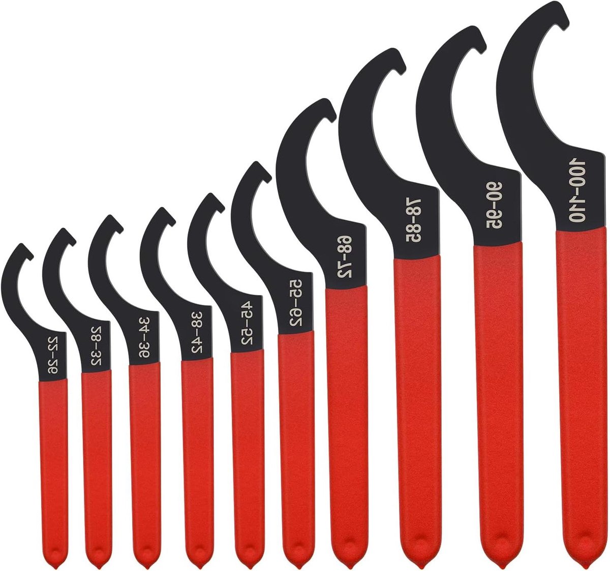 Schroefsleutel Set - Moersleutel Haaksleutel - Schokdempers Verstellen - Antislip Rubber Grip - 10 stuks - Rood Zwart