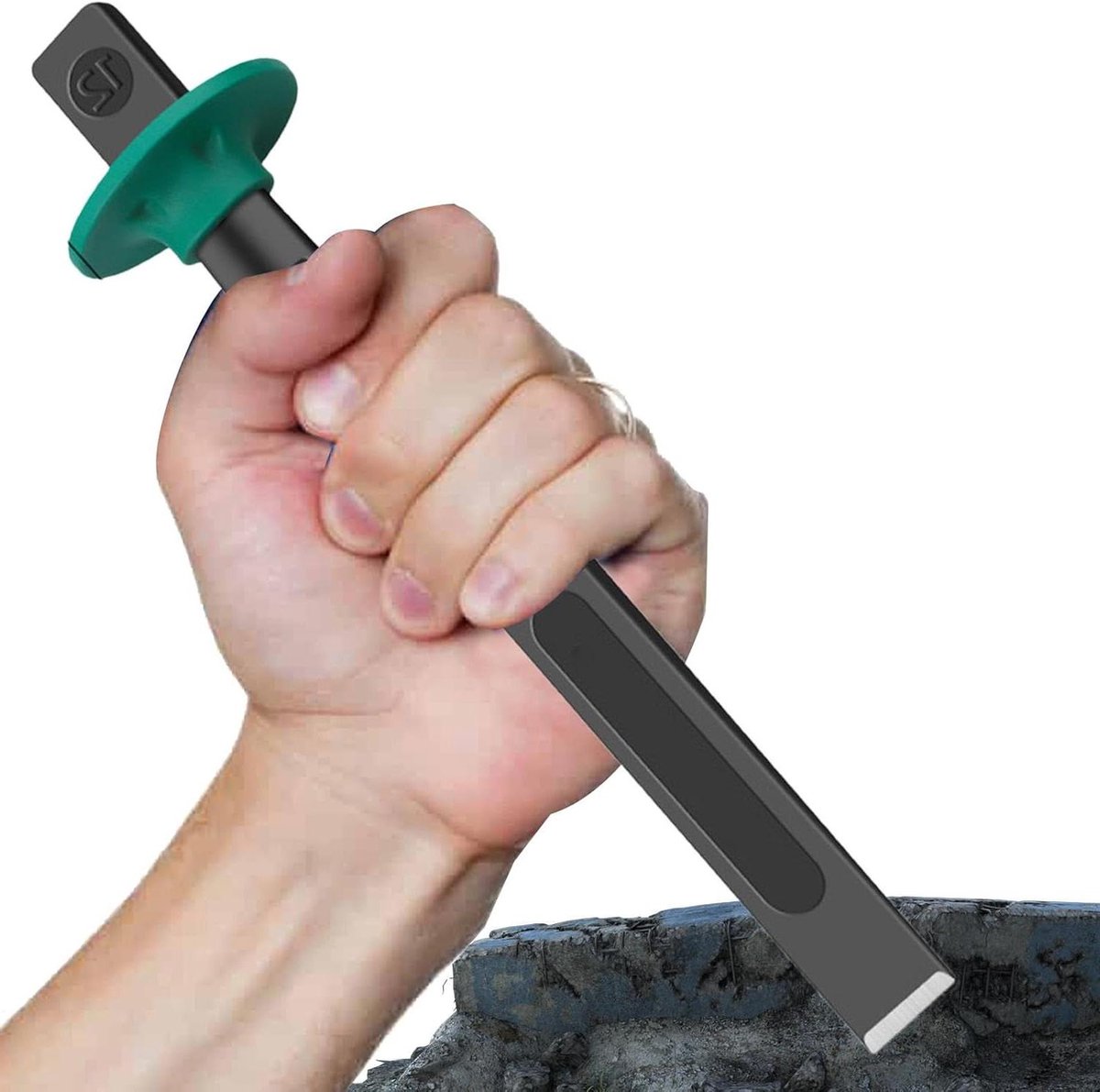 Platte Beitels - Steenbeitel Metselbeitel - Metselwerk Bewerken - Ergonomisch Ontwerp - 30 cm - Zilver