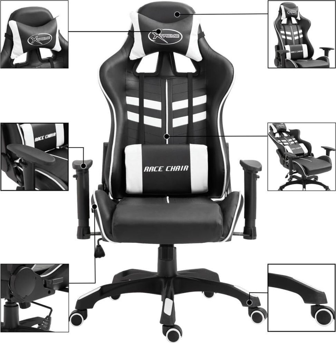 Game Stoel - Bureaustoel - Omp Racing | Diverse Kleuren — Zwart/Wit main image 0