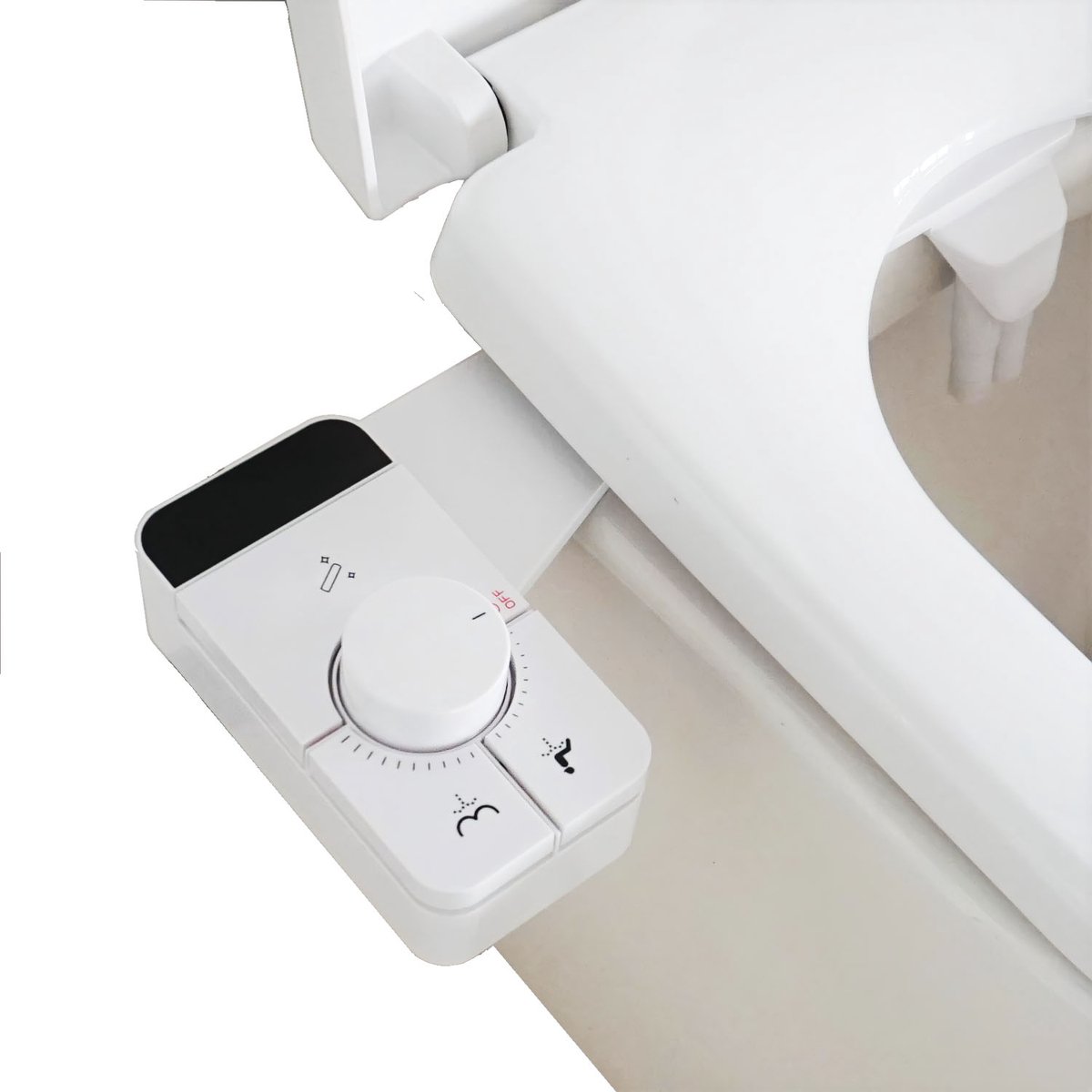 Bidet Toiletopzetstuk met 2 Zelfreinigende Sproeikoppen – Inclusief 3/8 T-Stuk Wateraansluiting – Instelbare Waterdruk – Achter- & Vrouwelijke Reiniging – Zonder Elektriciteit – Eenvoudige Installatie in 15 min – 3/8 Europese Standaard Excl. VK