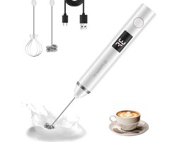Elektrische melkopschuimer - Staaf opschuimer - Koffie maken - USB-C oplaadbaar - 3 standen - Wit