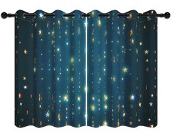 Verduisterende Gordijnen - Sterren Gordijnen - Kinderkamer Decoratie - Zwartlichtblokkerende Laag - 107x160 cm - Donkerblauw