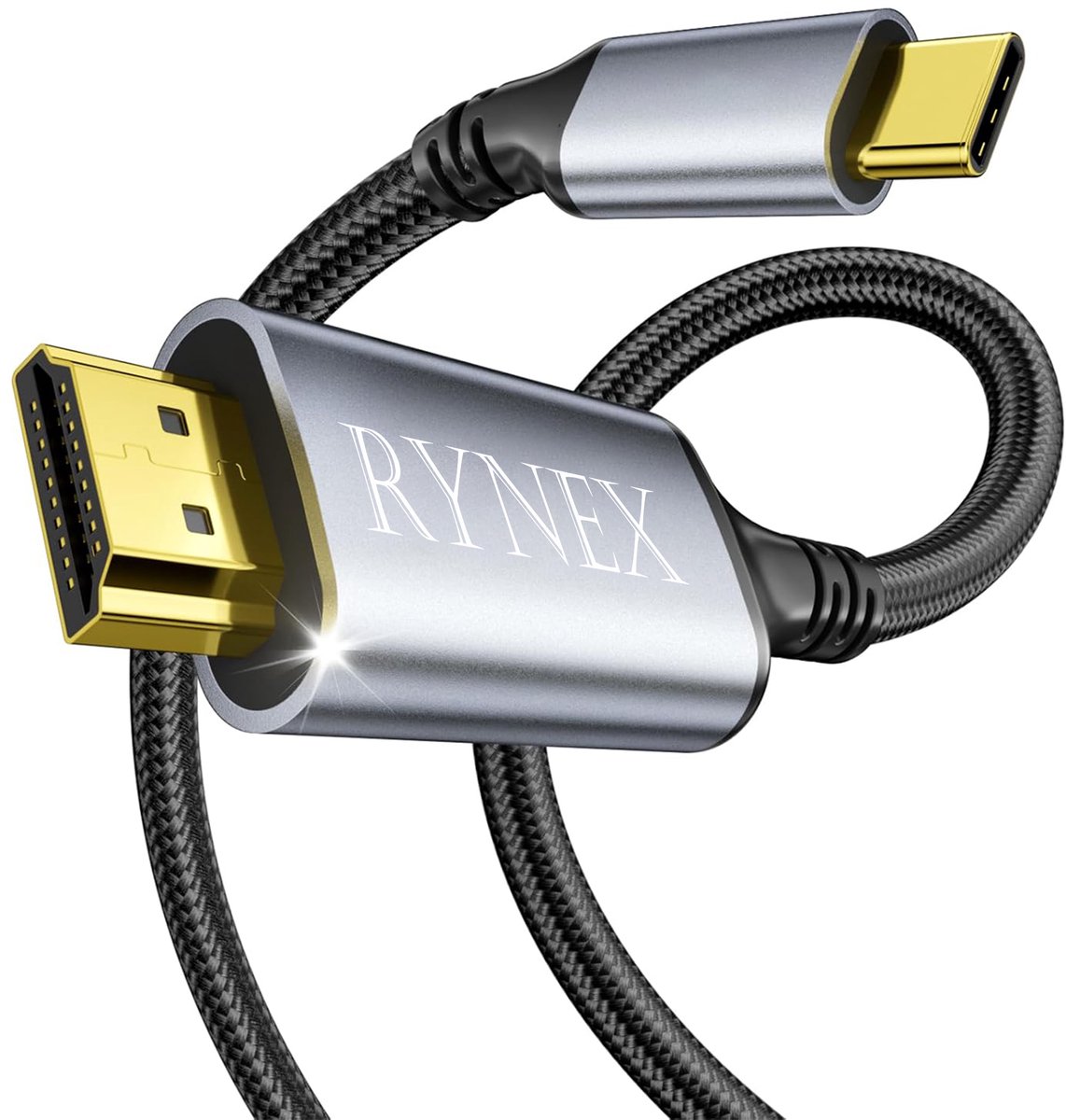 USB C naar HDMI - 4k 60hz Ultra HD - 2 Meter Kabel - HDMI naar USB C - Aluminium Space Grey - Rynex