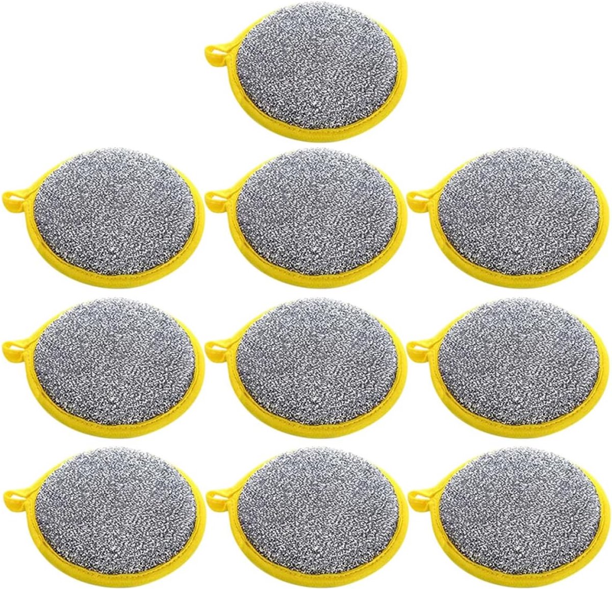 Dubbelzijdige ronde keukensponzen - 10 stuks - Eén zijde zacht - één zijde ruw - Stevig en duurzaam - geschikt voor huishoudelijk gebruik - Diameter 12.5 cm