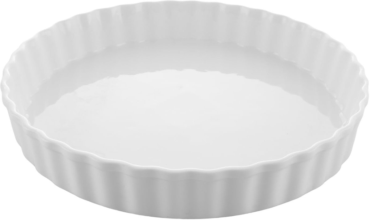 aladdien - Quichevorm keramiek - Anti-aanbaklaag - 26 cm - Ronde taartvorm - Voor quiche en taart - Vaatwasserbestendig - Wit