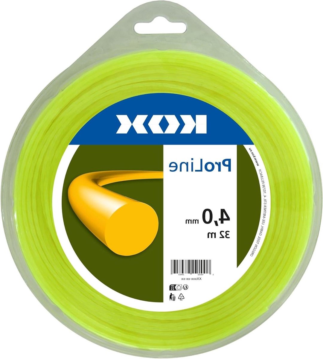 Maaidraad Rond - Trimmerdraad Bosmaaierlijn - Gazon Onderhouden - Hoogwaardige Nylon Co-polymeren - 40 mm x 32 m - Fluorescerend