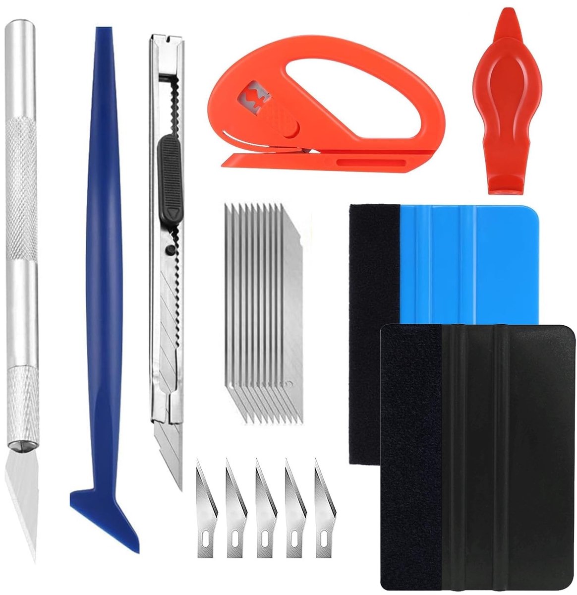 aladdien - Rakel set voor getinte folie auto - 8 stuks folie gereedschap - Perfect voor folie applicatie - One Size - Inclusief cutter - Geschikt vo...