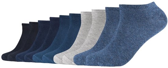 Set van tien enkelsokken in diverse donkere en lichte blauw- en grijstinten.