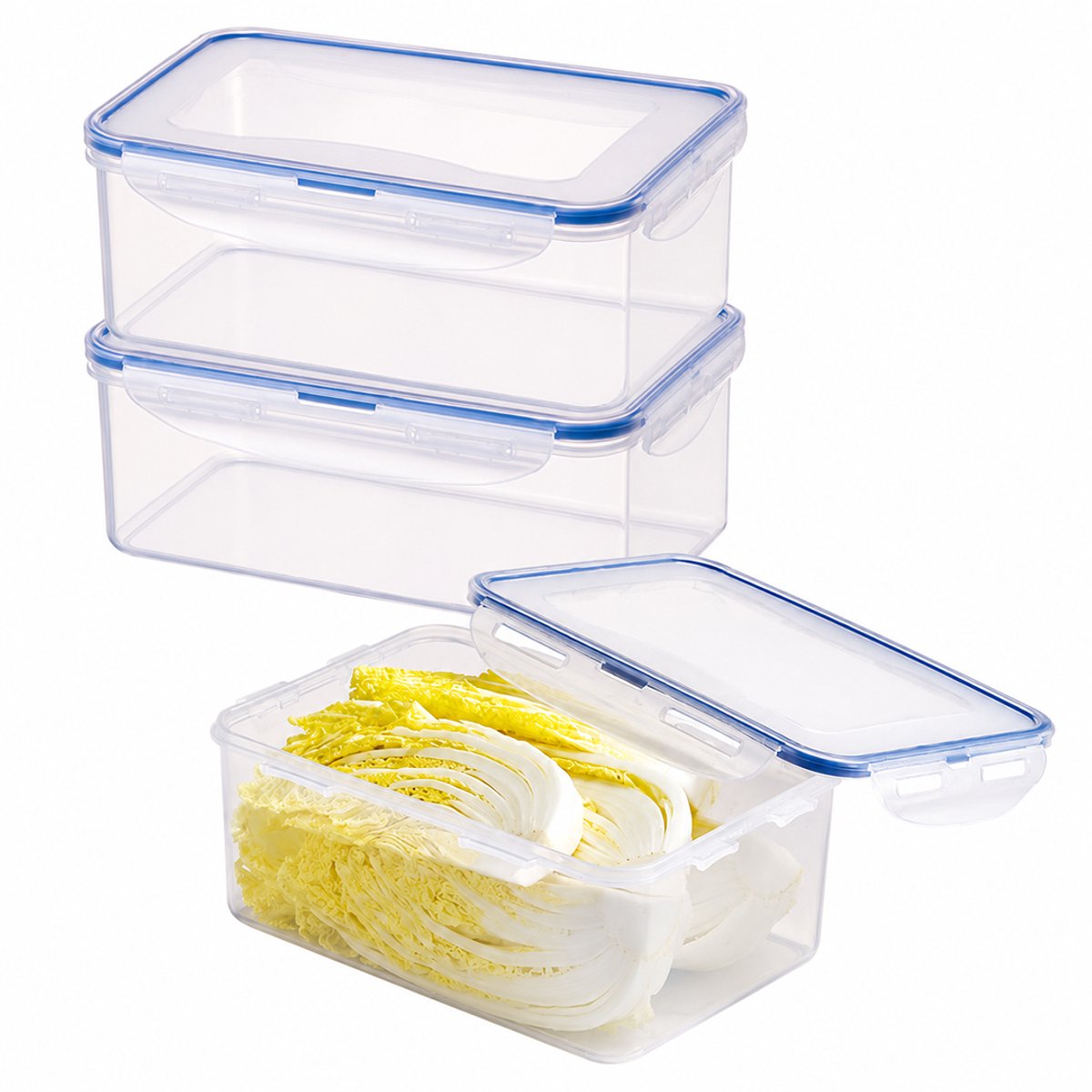 Lock&Lock Diepvriesbakjes - Meal prep bakjes - Vershoudbakjes - 2,3 liter - Set 3 stuks - 100% Lekvrij - BPA vrij - PFAS vrij - Magnetron bakjes met deksel - Diepvriesdozen - Bewaarbakjes - Vershouddoos - Transparant — afbeelding 1