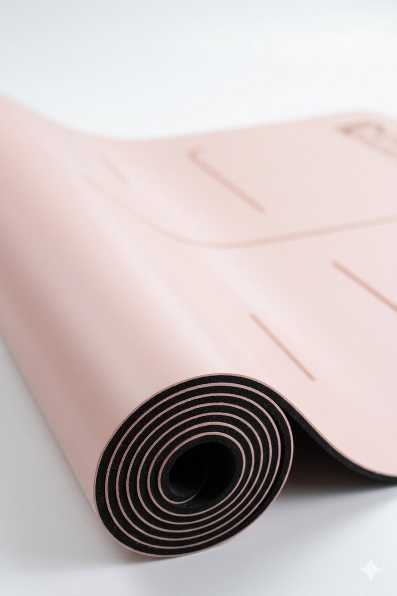 Yoga Mat Natuurlijk Rubber & PU – Antislip Yogamat 181x61 cm – 4mm – Ashtanga & Hot Yoga Mat – Premium Grip - licht rose