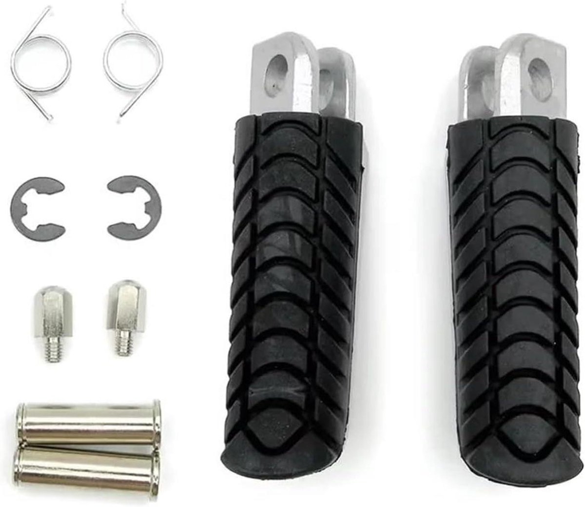 Motorfiets Voetsteunen - Pedaalstaptreden Motor - Verbeteren Rijcomfort - Aluminium Constructie - Standaard Maat - Zilver