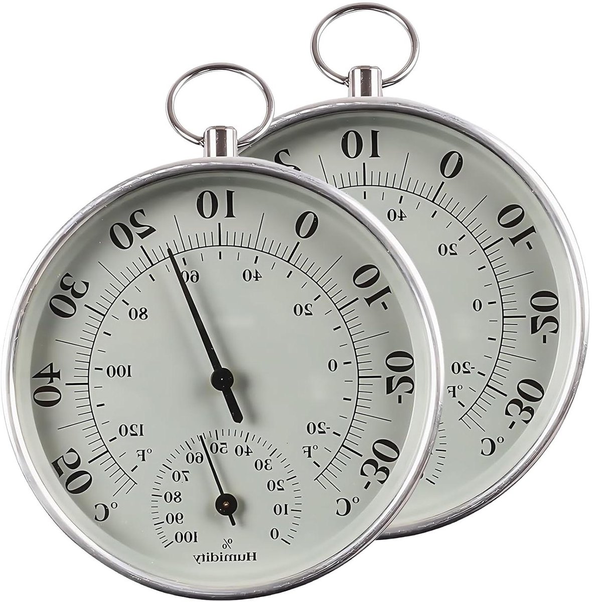 Thermometer Hygrometer - Temperatuurmeter Vochtigheidsmeter - Omgevingsmonitoring - Analoge Precisie Meting - 10 cm Diameter - Zilver