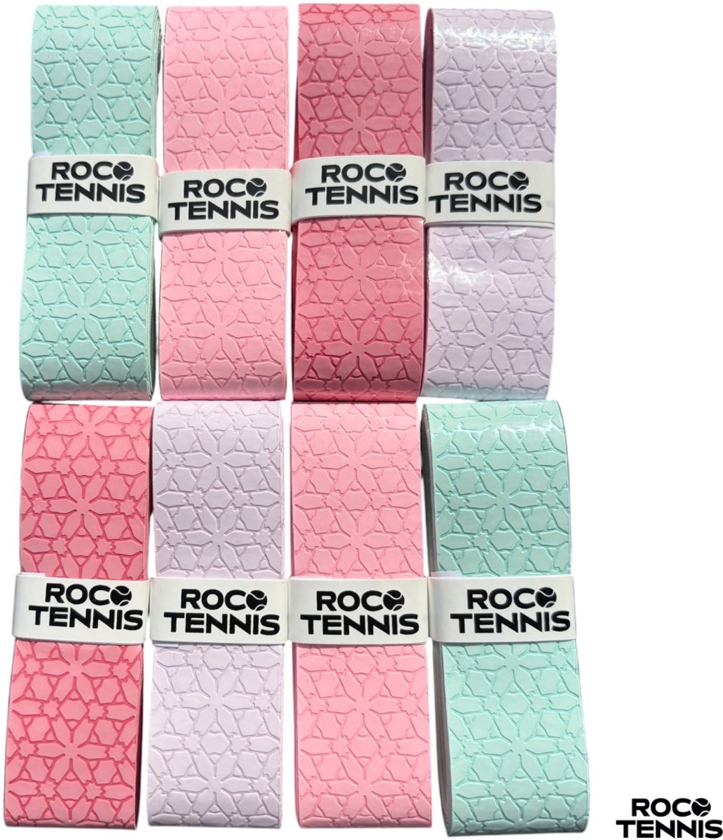 8 stuks | Roco Tennis Overgrips | Antislip | Dry | Zweetabsorberend | Uniek Patroon | Tennis | Padel | Badminton | Squash | Overgrip | Tennisgrips | Soft | Zacht | Bloemenprint