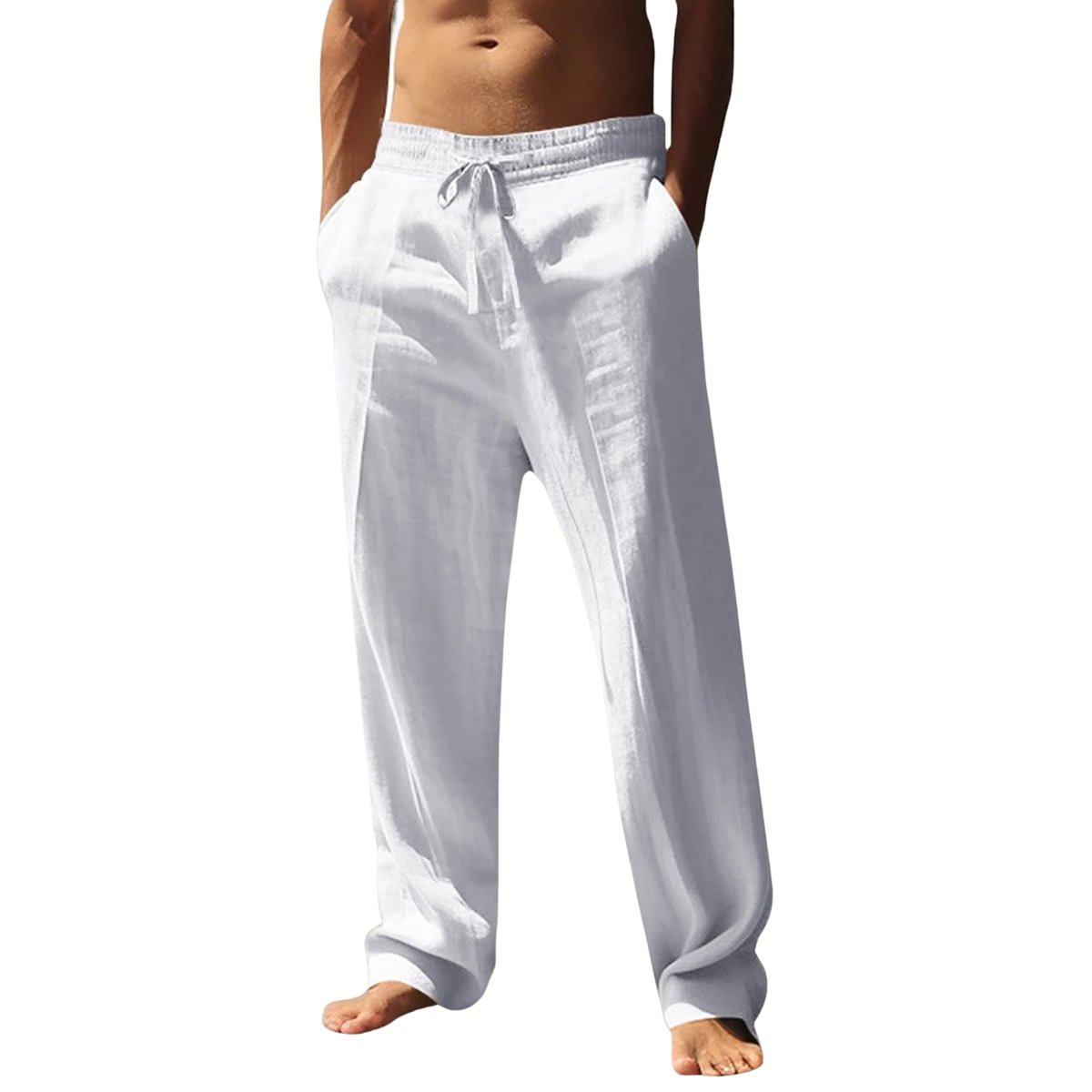 Currero Linnen Broek Heren - Zomerbroek - Volwassenen - Lange Broek - Pantalon - Strandbroek - Zomer - Ibiza Stijl - Wit M