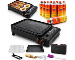 SMH LINE® Draagbare Party Grill - Camping kooktoestel - Gas barbecue - Incl. 4x Gasflessen