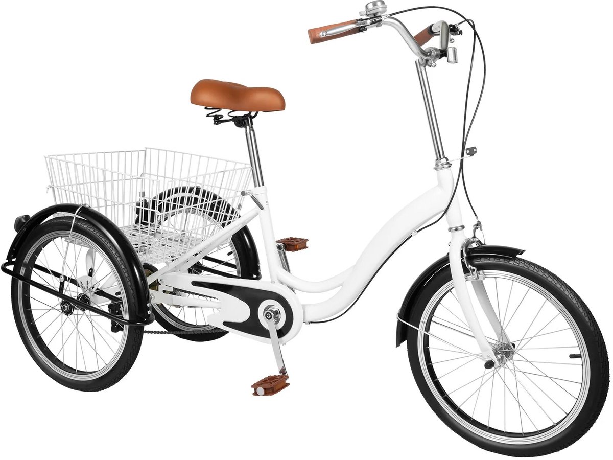Cellista Driewieler voor Volwassenen - 20 Inch Driewielfiets - Transportfiets met Boodschappenmand - Wit