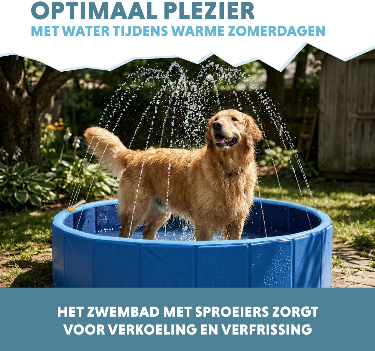 Coolpets Splash Sprinkler Pool - ø120 x 30 cm - Verkoeling Hond - Waterspeelgoed - Waterspeelgoed Hond - Hondenzwembad - Hondenbad - Blauw thumbnail 6