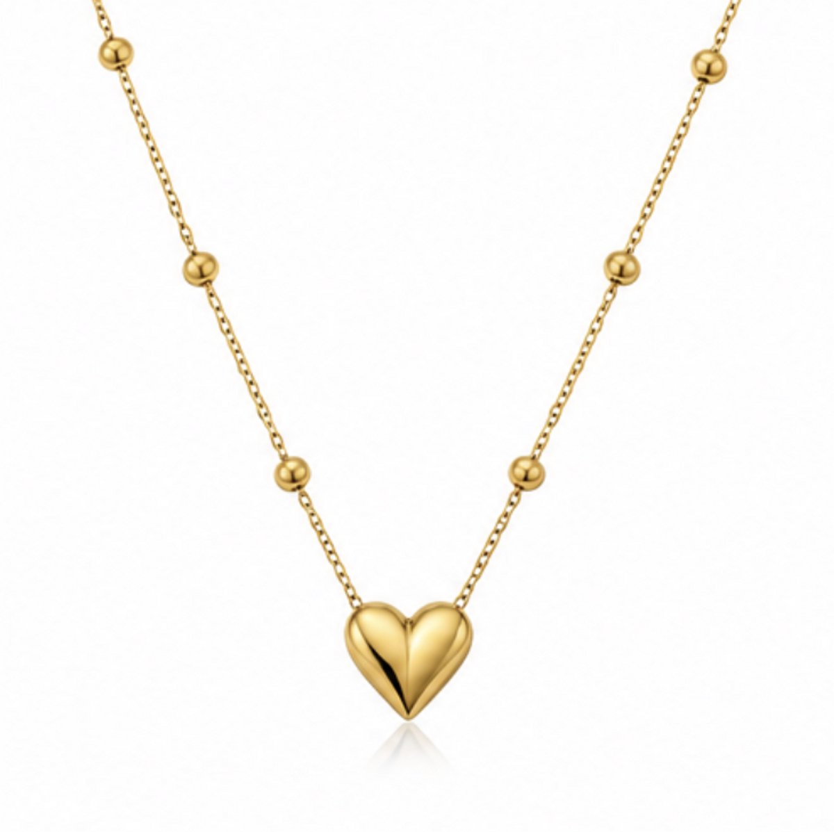 Ketting met hartjes - Roestvrijstalen Hart Hanger- Goudkleurig - Verguld - cadeau - vrouwen - verjaardag cadeau