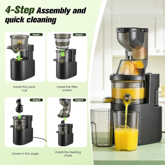 Slowjuicer Sapmachine - Sapcentrifuge Vruchtenpers - Gezonde Drankjes Maken - Enkele Vijzel Technologie - Niet Gespecificeerd - Zwart — afbeelding 3