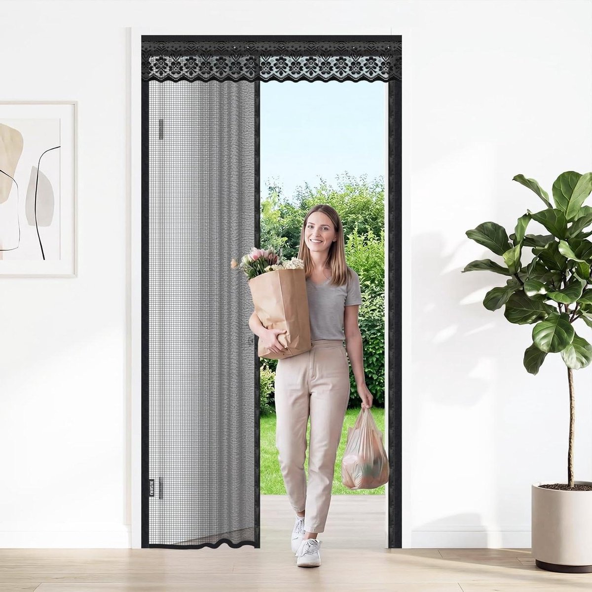 Magnetisch Gordijn - Vliegengordijn Deur - Insecten Buiten - Zonder Boren - 90 x 210 cm - Zwart