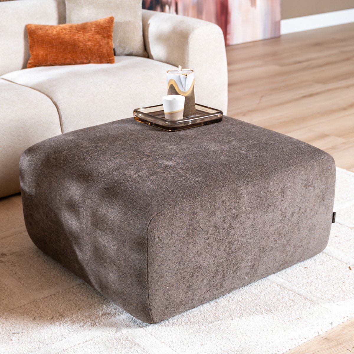 Bronx71® Hocker Maine chenille bruin