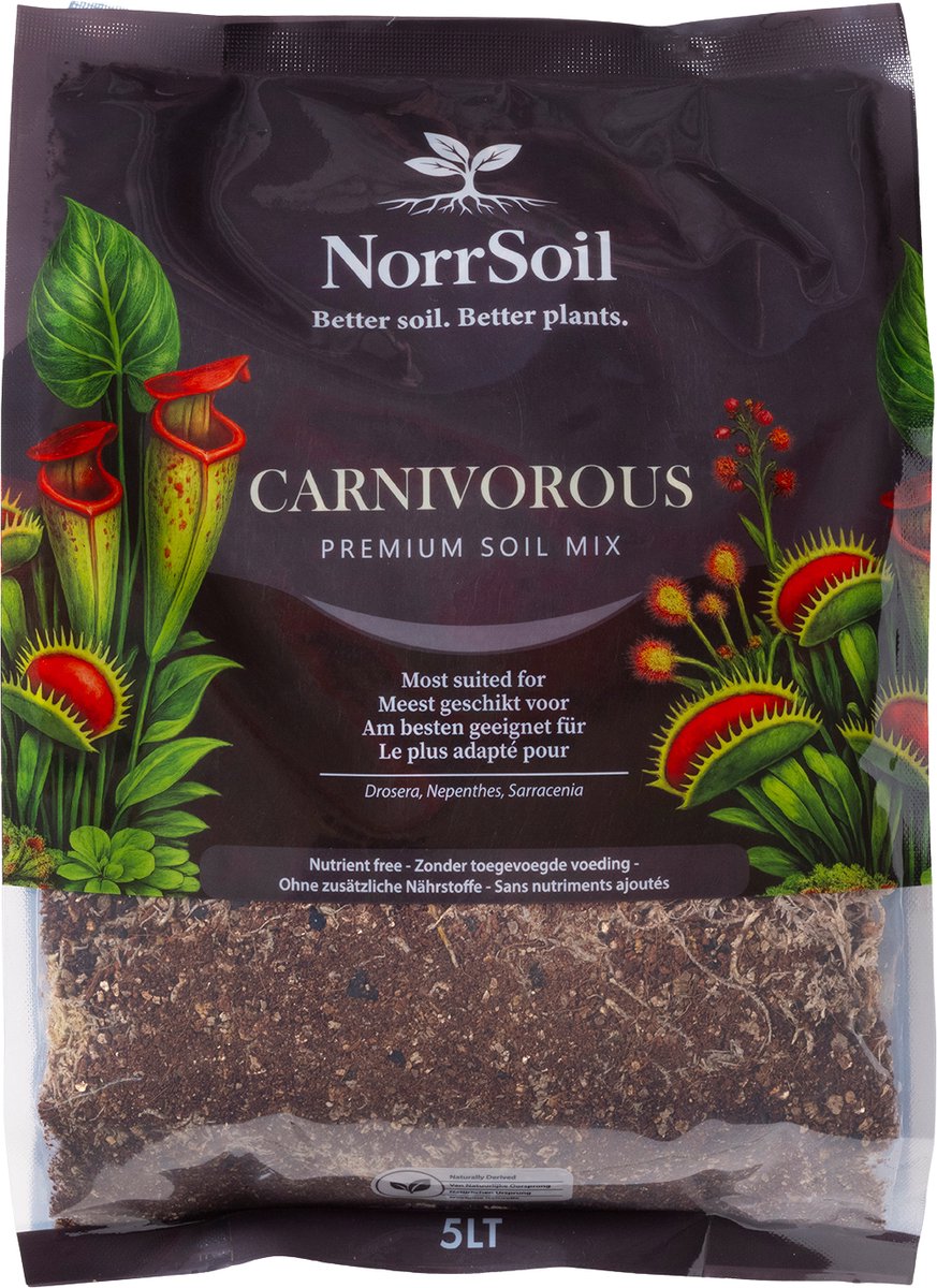 Norrsoil Vleesetende Planten Potgrond 5L – Premium Carnivorous Mix voor Venus Vliegenvanger, Drosera, Nepenthes & Sarracenia – Turfvrij – Zonder Meststoffen – Ideaal voor Carnivoren