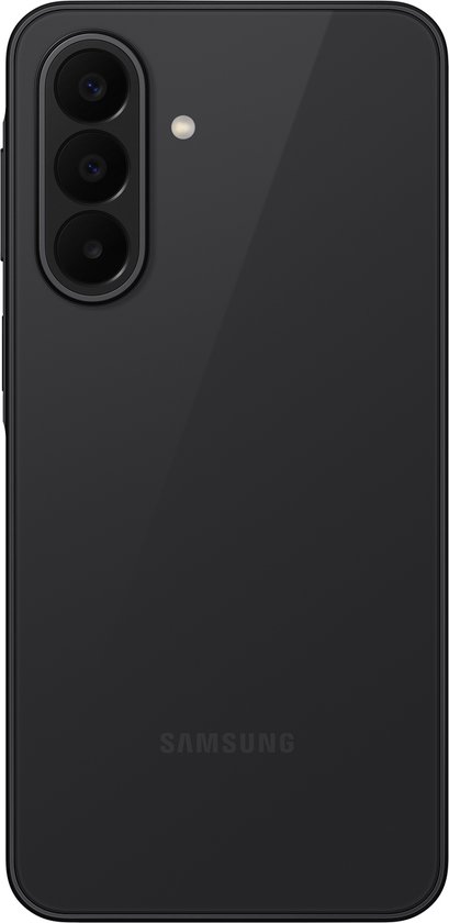Achterkant van de zwarte Samsung Galaxy A27 5G smartphone met drie camera's.