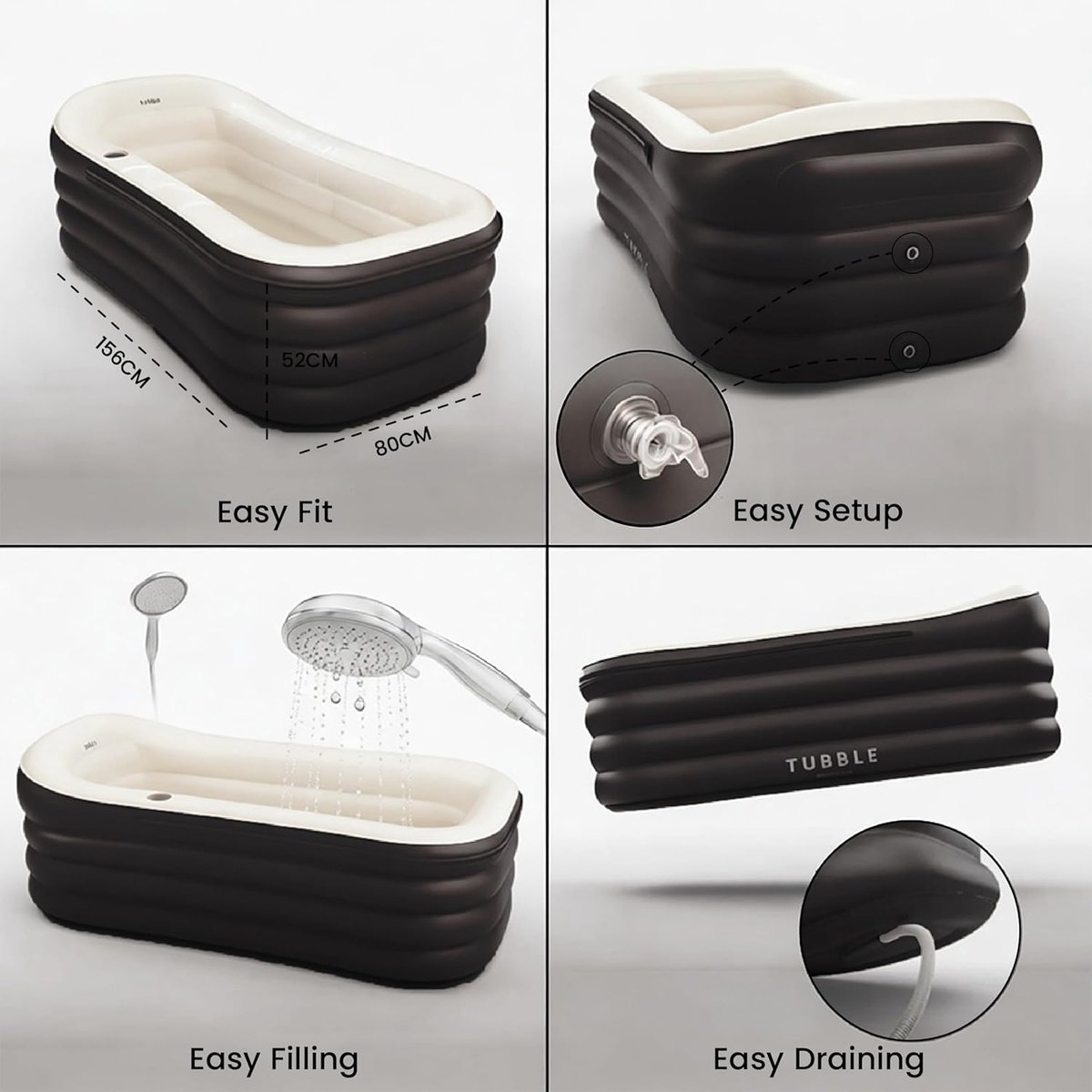 Fiona Opblaasbaar Bubbelbad 255 Liter met Bubbelmassage - afbeelding 2