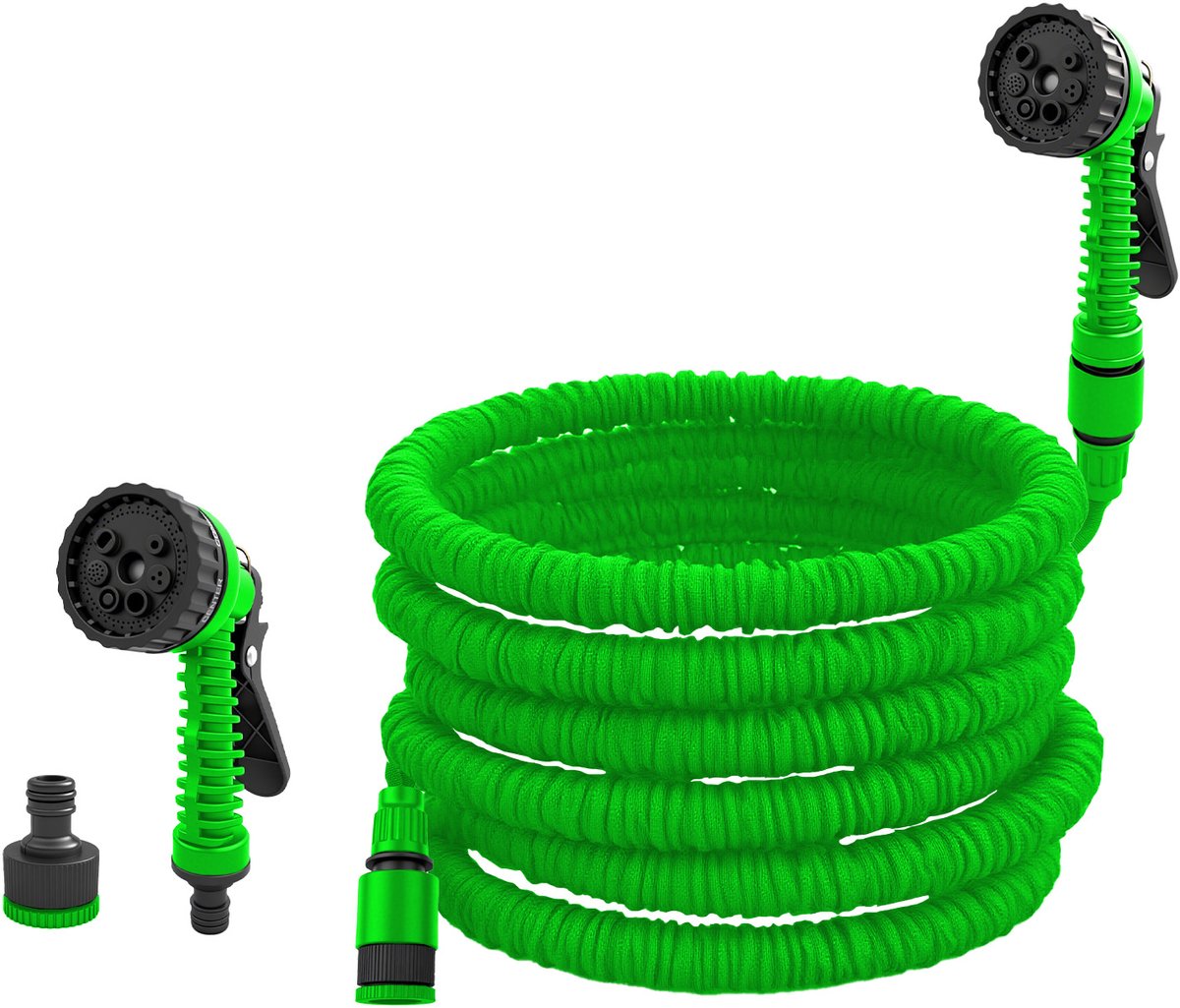 Tuinbenodigdheden: Uitschuifbare Magic Hose, hogedruk autowasinstallatie, 6 sproeistanden, waterpistool, sproeikop voor tuinslang (15 meter)