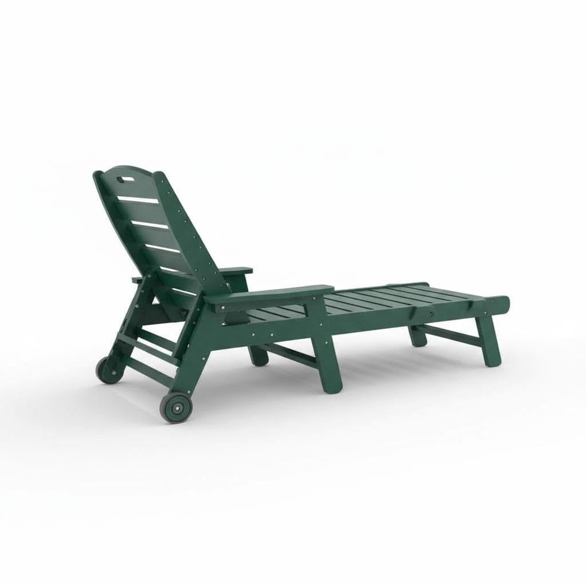 Danky Opklapbare Ligstoel met Wielen - 5-standen Verstelbare Buitenligstoel - Inklapbare Zonneligstoel voor Tuin, Zwembad, Strand & Camping - Groen - met Wieltjes