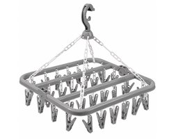 VHV Sokkendroger - Droogrek - 32 Knijpers - Sokken Hanger - Wasrek Sokken - Wasrek - Droogrek - Carrousel - Droogcarrousel - Washanger - Sokkendroogrek - Grijs