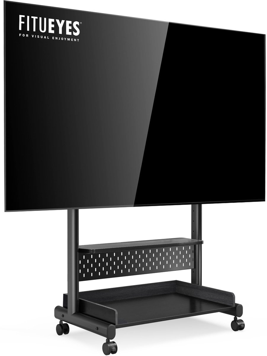 FITUEYES Tv-standaard, oprolbaar, televisiestandaard met wieltjes, vloerstandaard, tv-rolwagen voor 40-85 inch televisie, in hoogte verstelbaar, hoog max. 60 kg, VESA, 600 x 400 mm