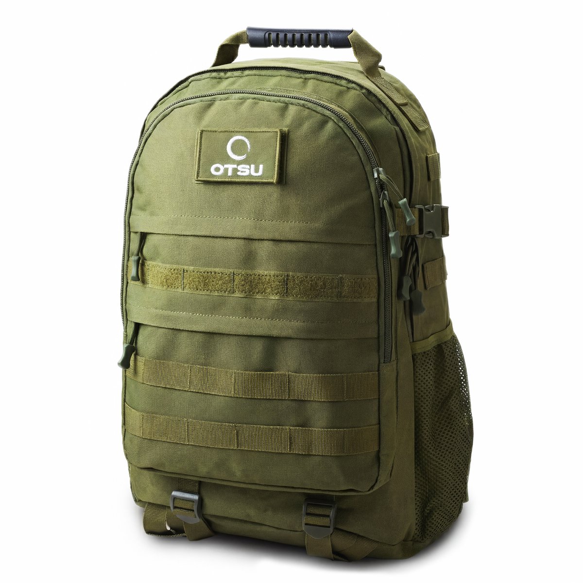 Expedition | Legergroene tactische rugzak van 35 liter met meerdere vakken en patchpaneel