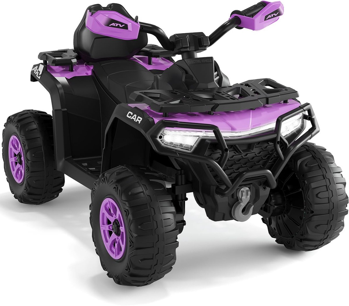 Danky Quad - Elektrisch Kinderquad 12V - Paars - Afstandsbediening - 2 Motoren & Vering - LED & Bluetooth - 95x56x55 cm